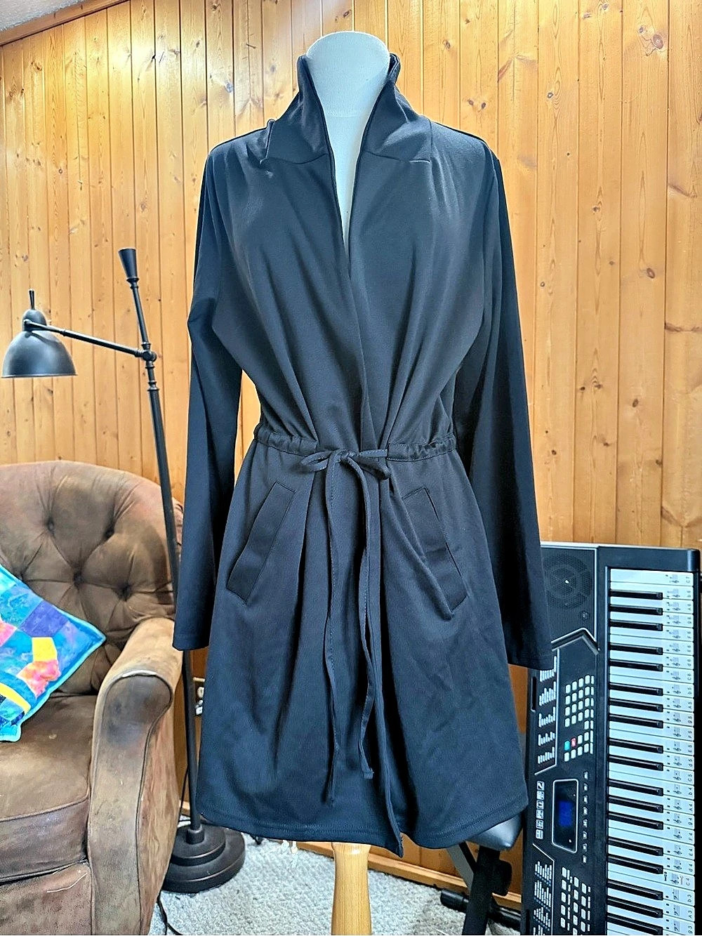 Silver Icing Black Tie-Waist Shawl Collar Blazer BNWT